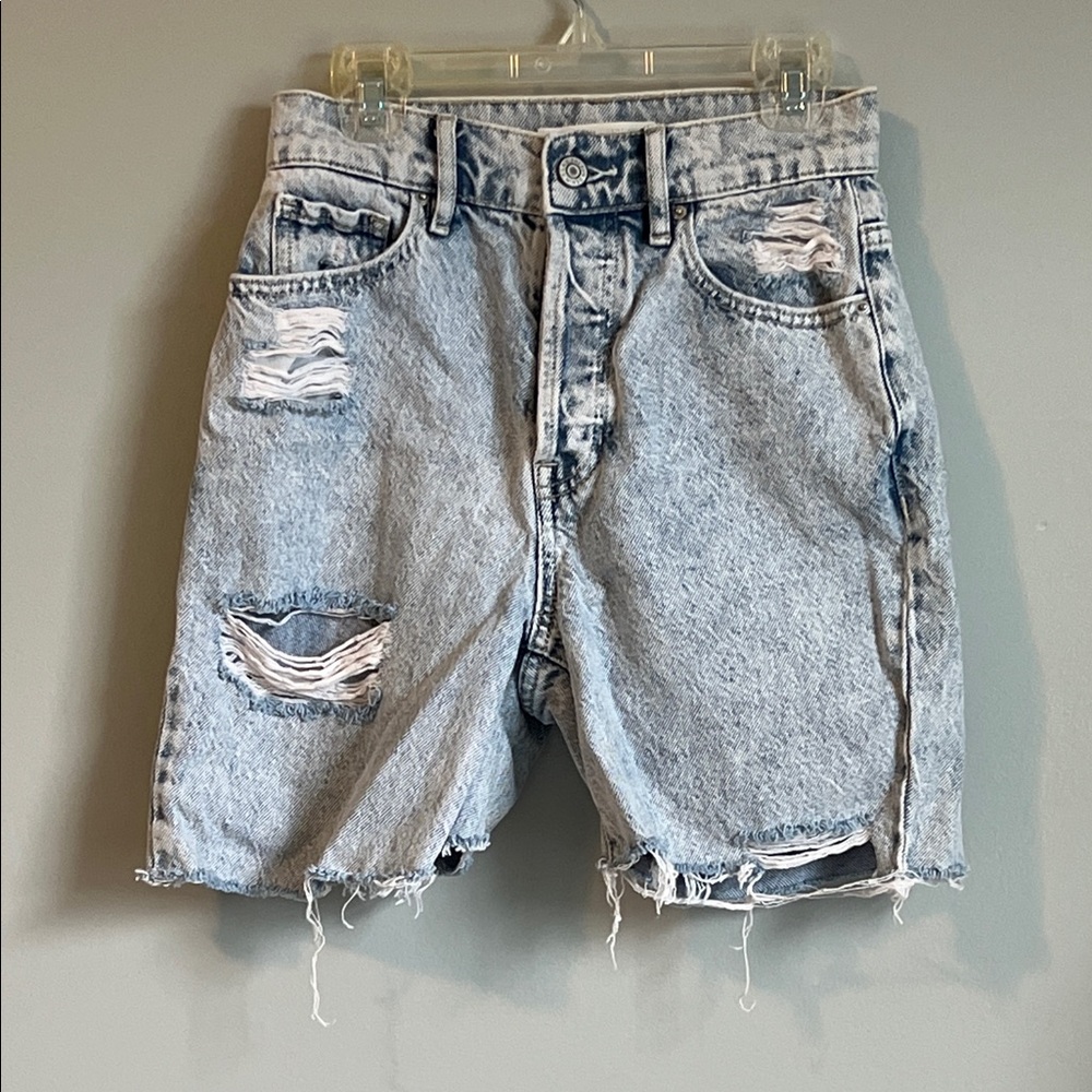PacSun High Rise Straight Distressed Jean Shorts